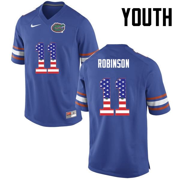 NCAA Florida Gators Demarcus Robinson Youth #11 USA Flag Fashion Nike Blue Stitched Authentic College Football Jersey GHR3764DW